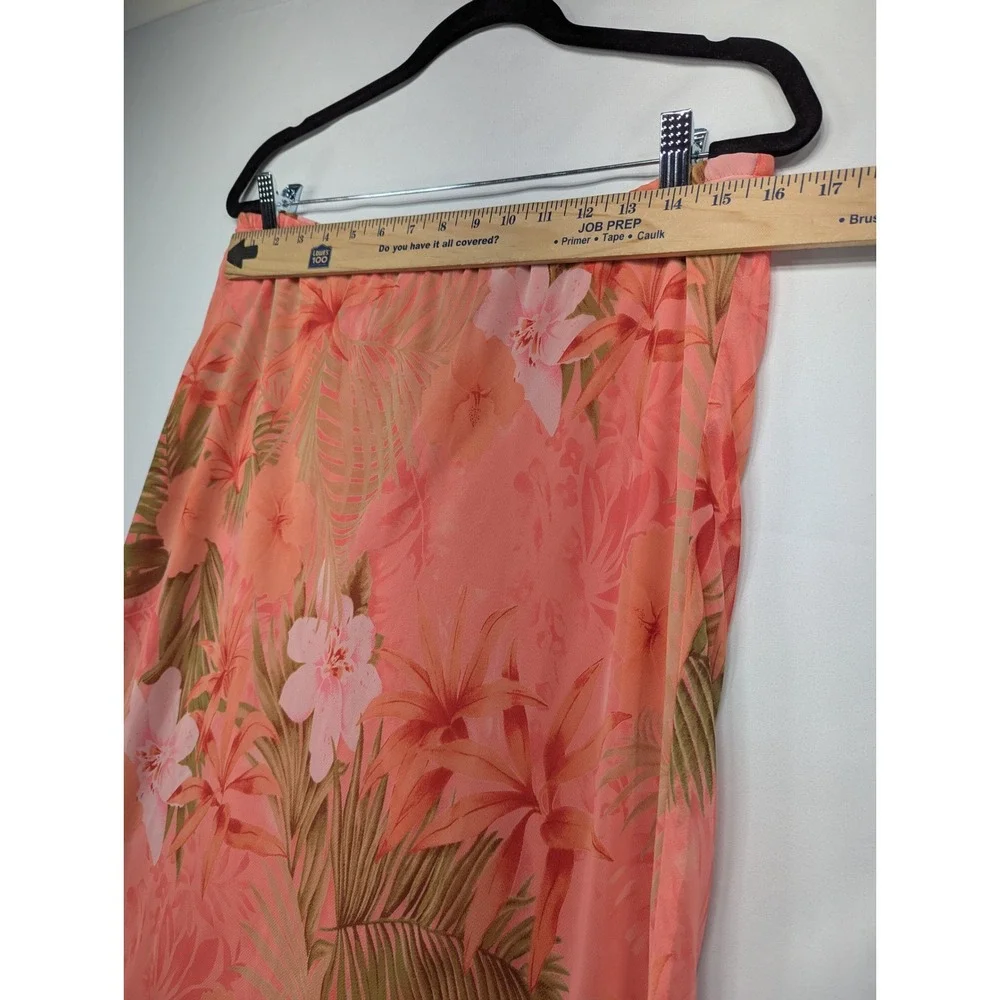 Miss Dorby Vintage Tropical Floral 2 Piece Set Cowl Neck Top Maxi Skirt Coral 12